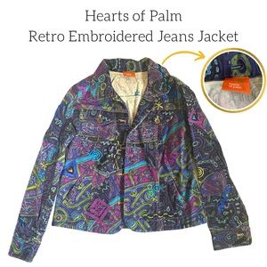 Hearts of Palm Retro Embroidered & Patchwork Denim Jacket